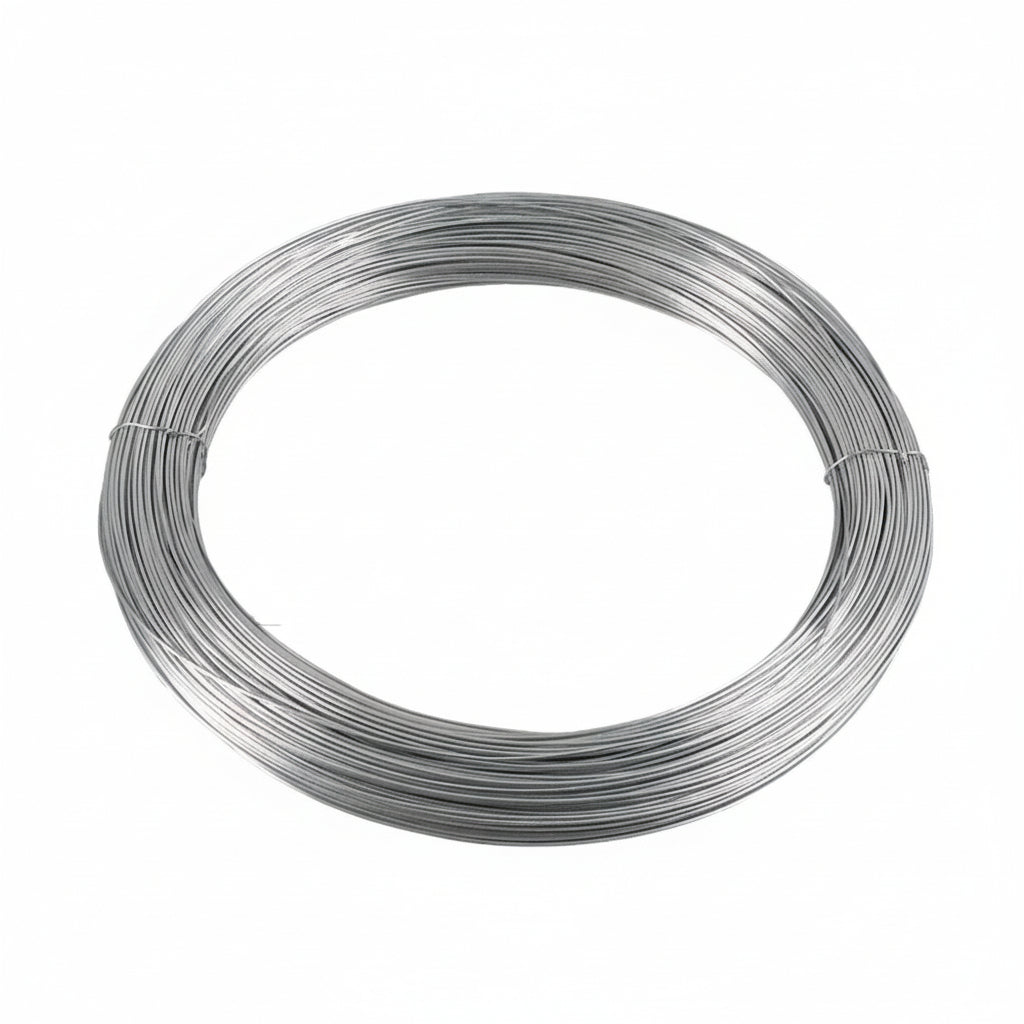 Coiled metal wire on a white background