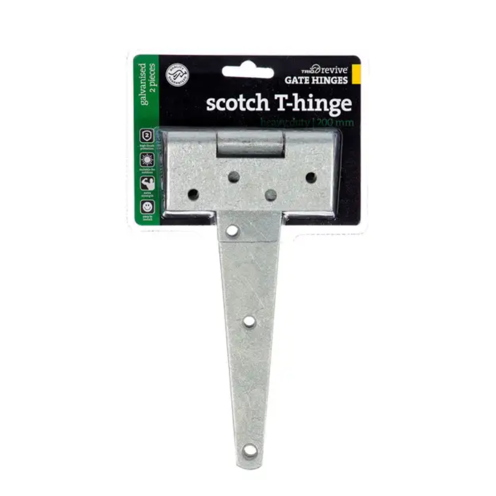 Trio Heavy Duty Scotch T-Hinge Galvanised 200mm Pk 2
