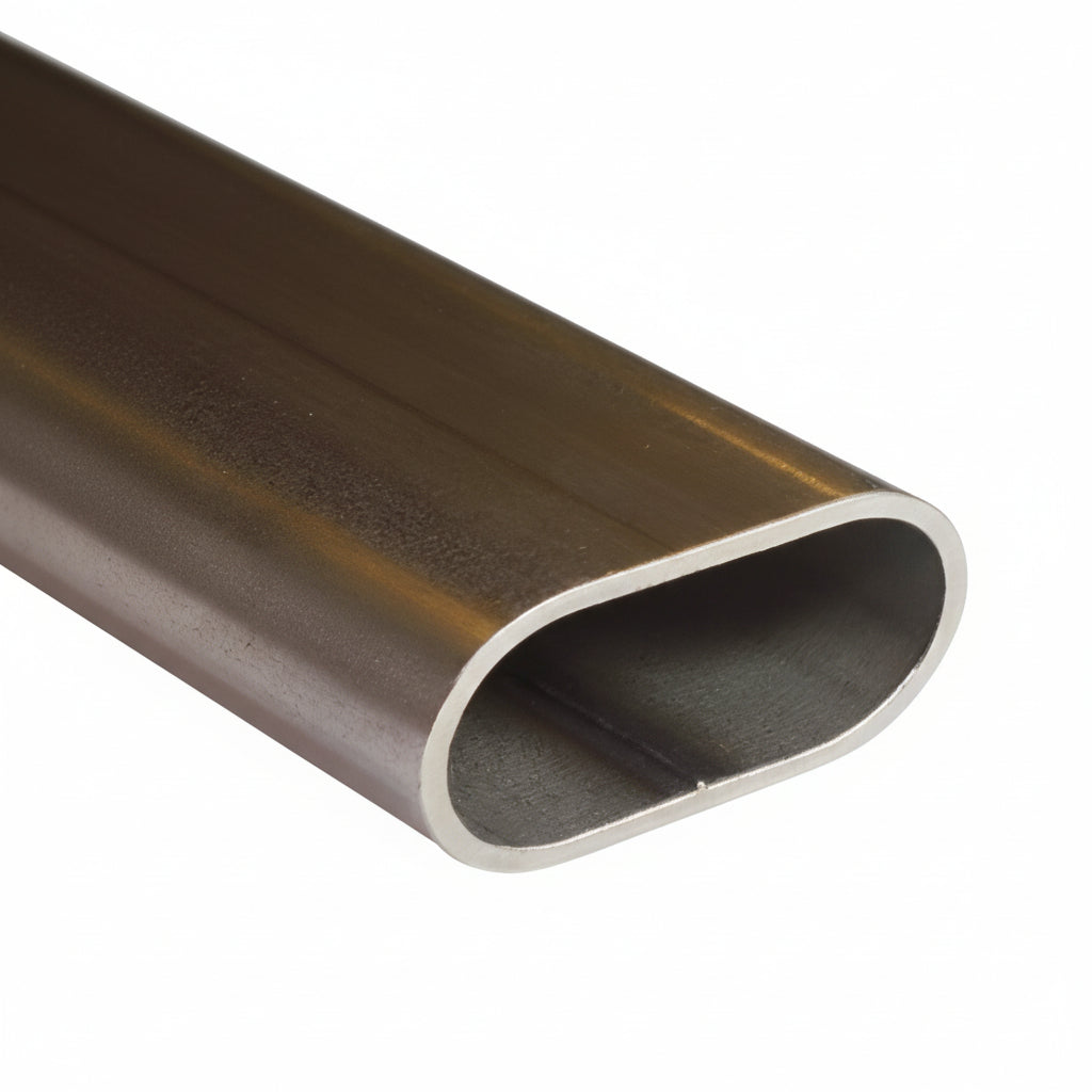Metallic tube with a reflective surface on a white background