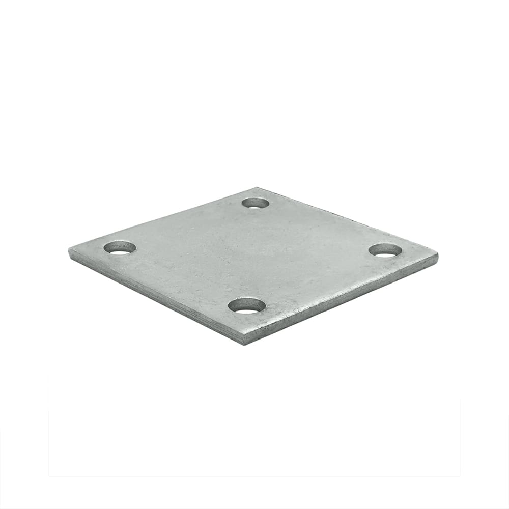 Metal square flange with three holes on a white background