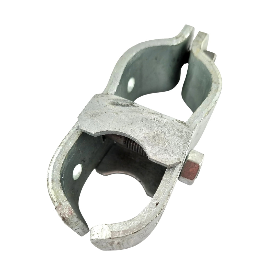 Metal clamping device on a white background