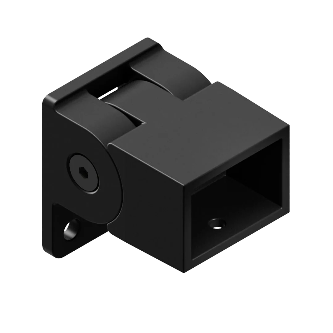 Black metal corner bracket on a white background