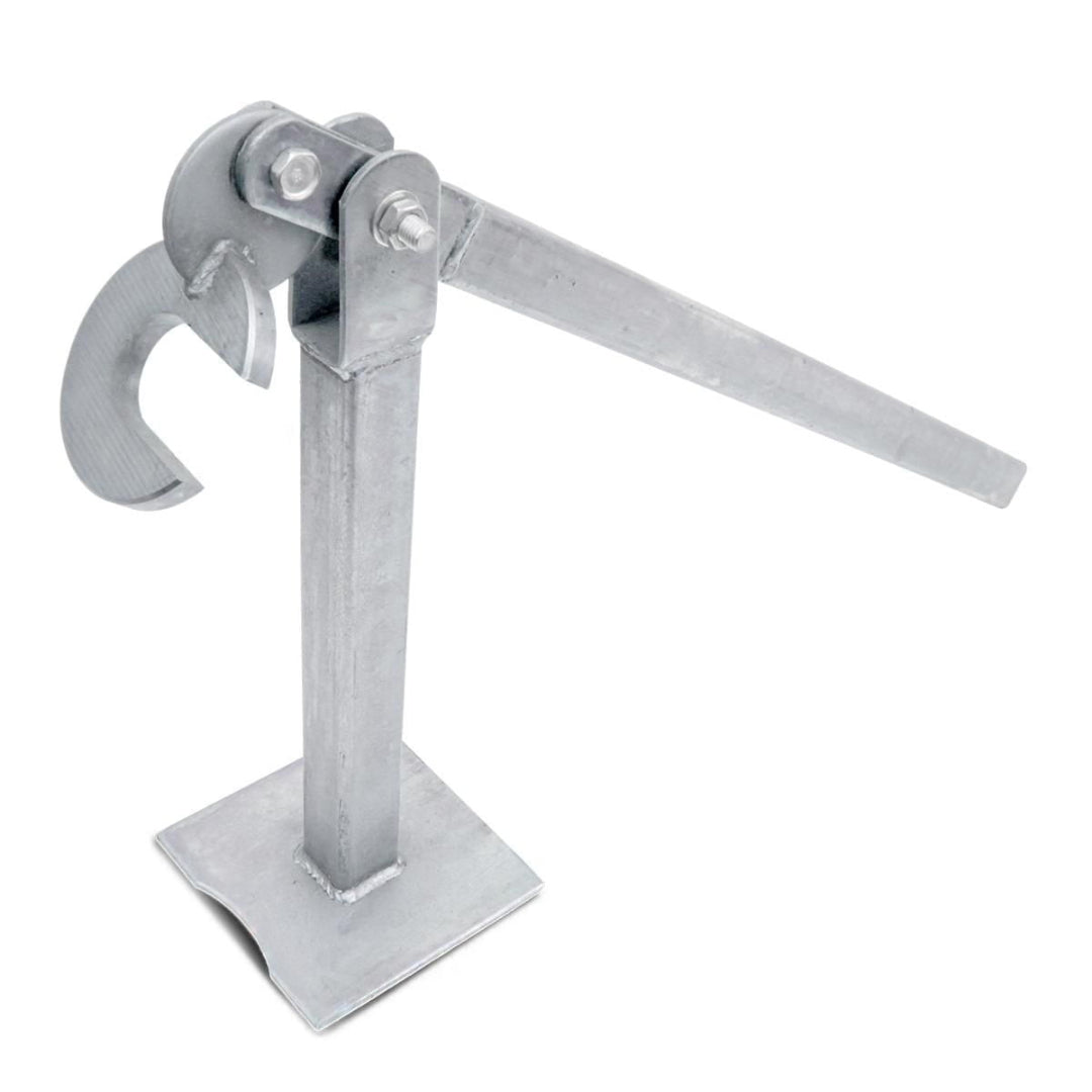 Metal stand with a lever on a white background