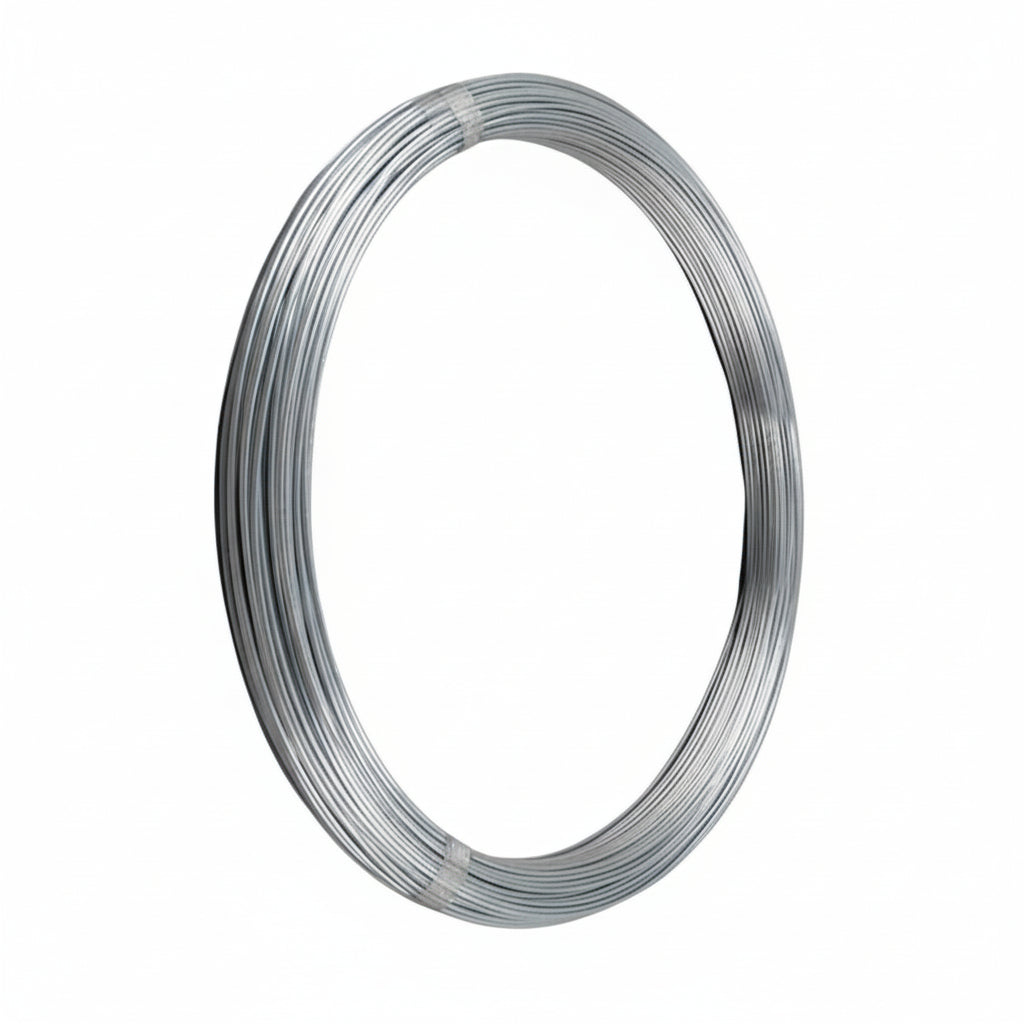 Coiled metal wire on a white background