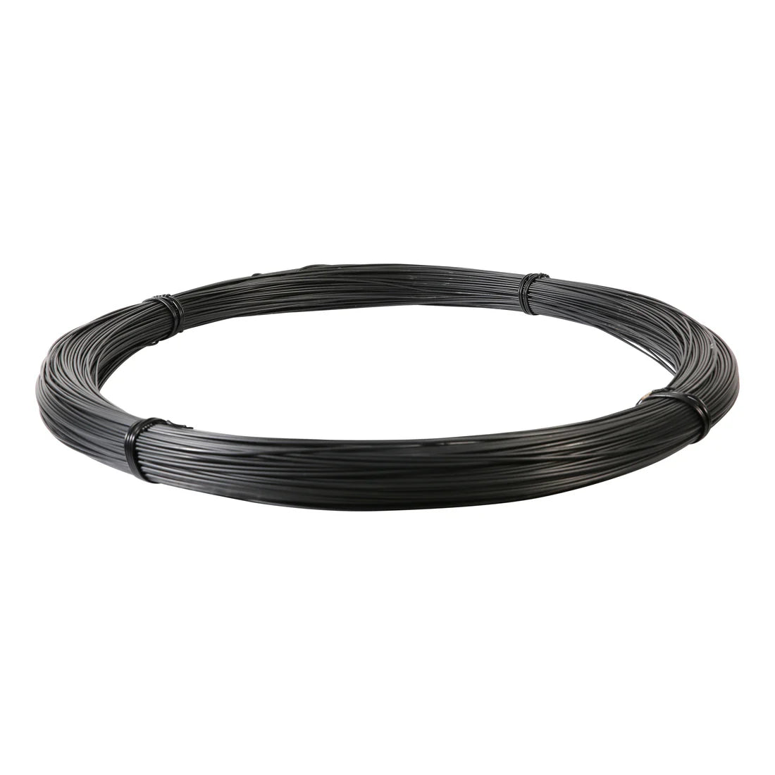 Coiled black wire on a white background