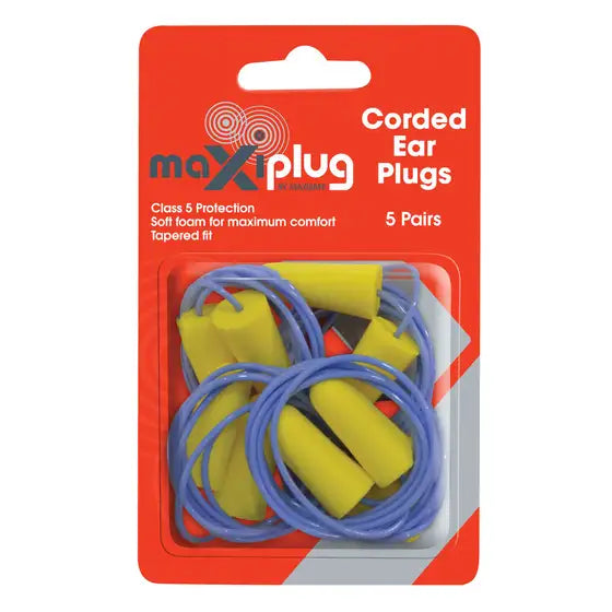 Maxisafe Tapered Corded Earplugs 5 Pack