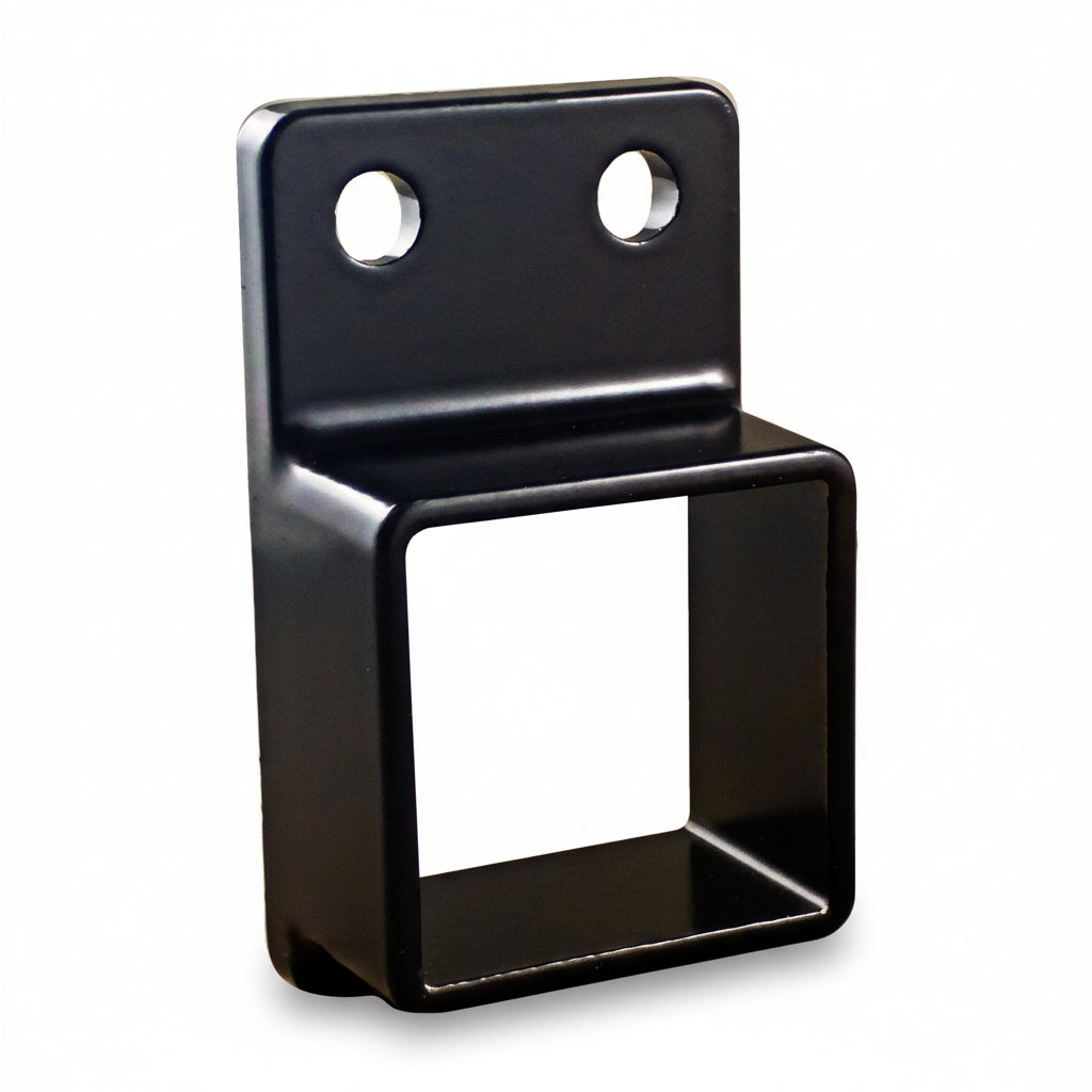 Black metal bracket on a white background