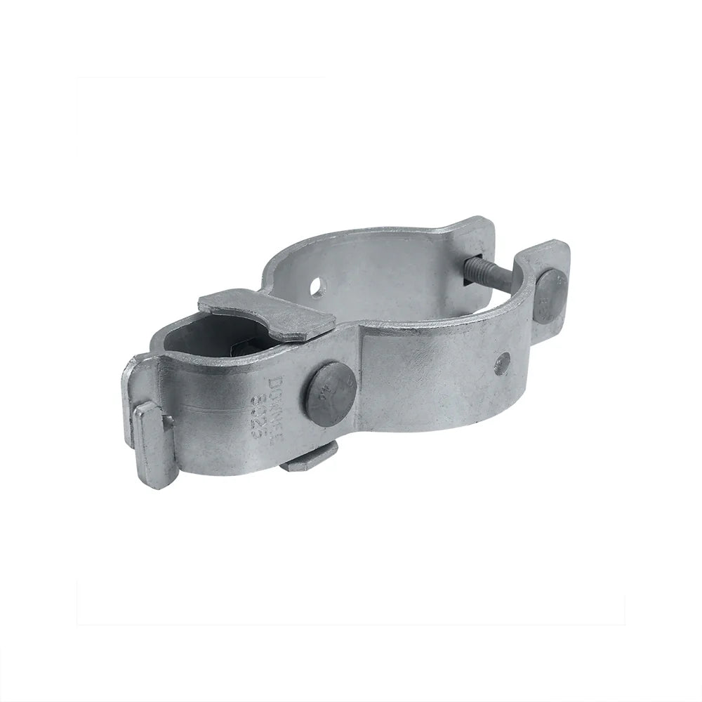 Metal clamping device on a white background