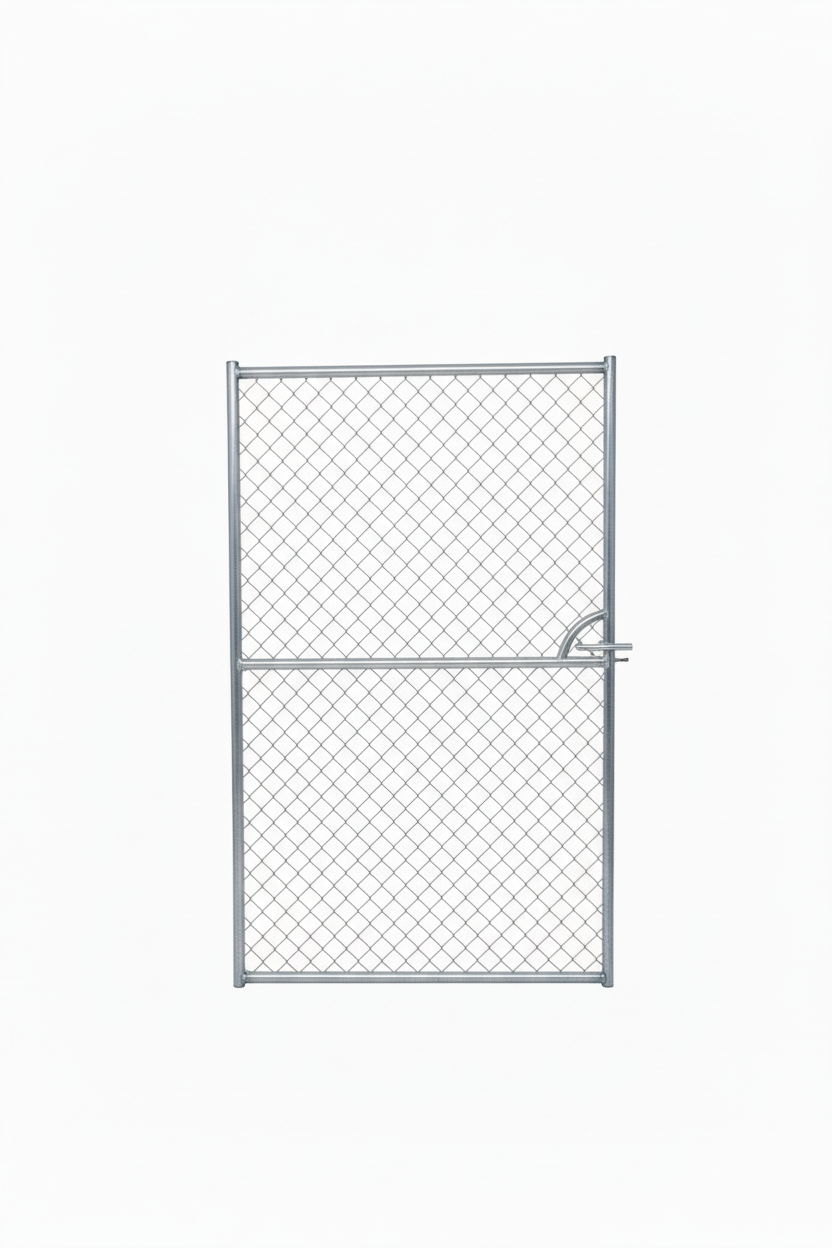 Galvanised steel chainwire gate without barbed wire