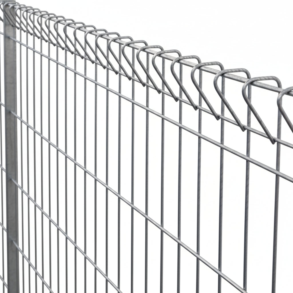Close-up of a metal fence with a white background
