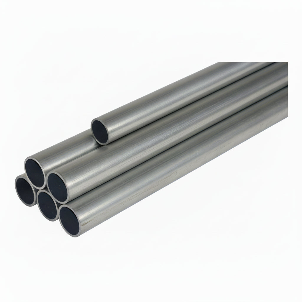 Set of metal pipes on a white background