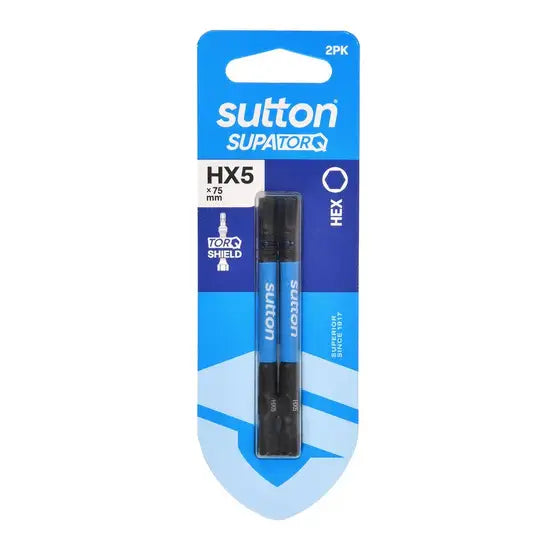 Sutton Tools HX5 Hex Screwdriver Bit 75mm - 2 Pack