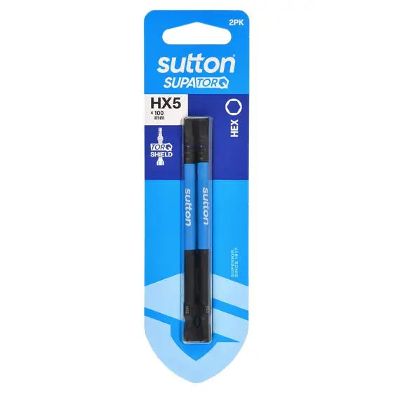 Sutton Tools HX5 Hex Screwdriver Bit 100mm - 2 Pack