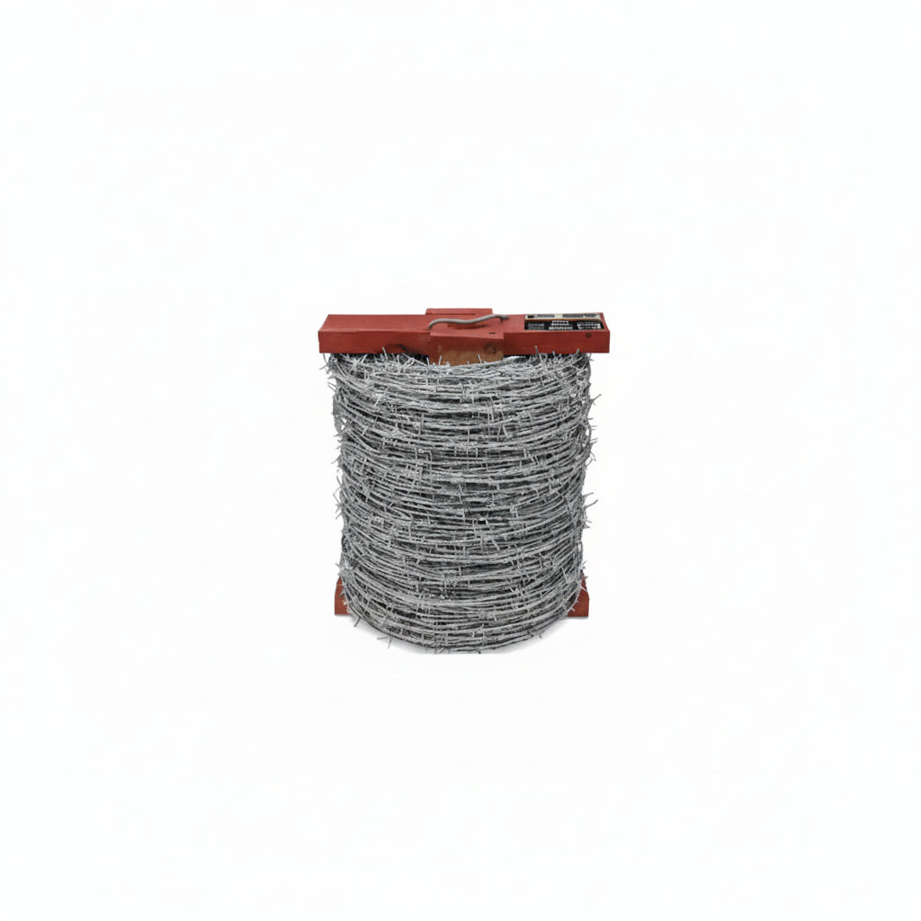 Roll of barbed wire on a white background