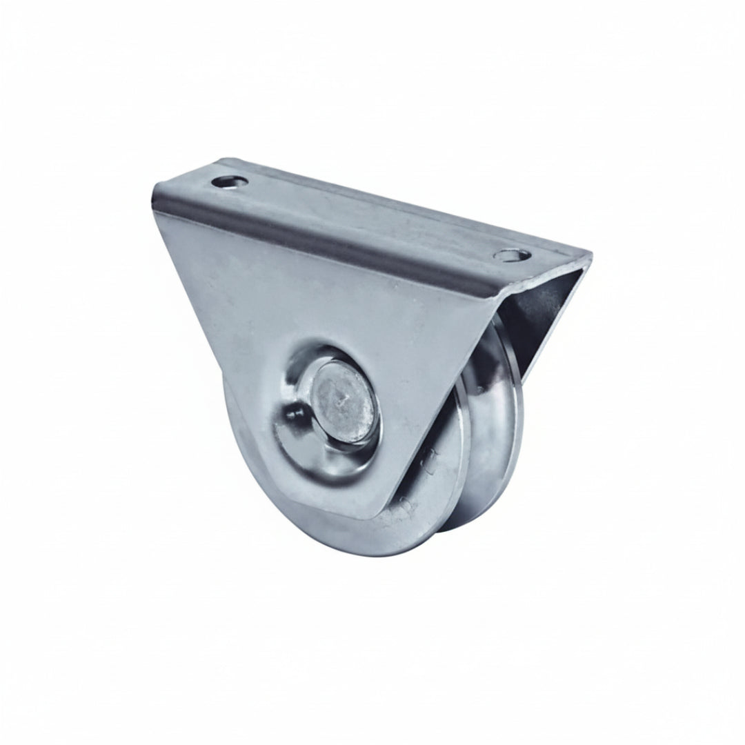 Metal caster wheel on a white background