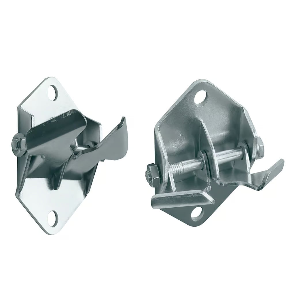 Two metal brackets on a white background