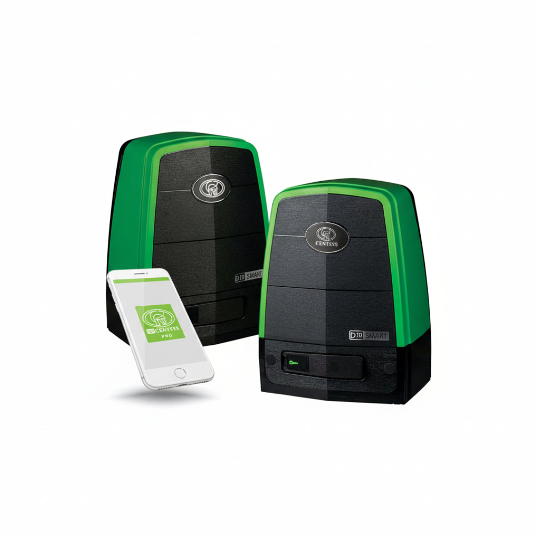 Two green and black electronic devices with a smartphone displaying the brand logo on a white background.