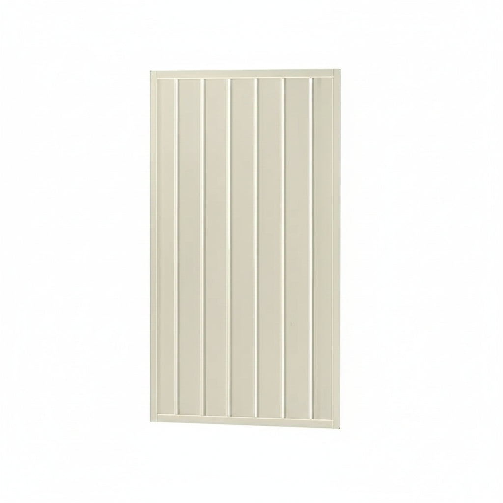 An off-white vertical slat panel, likely for a screen door or decorative trim, shown against a plain white background.