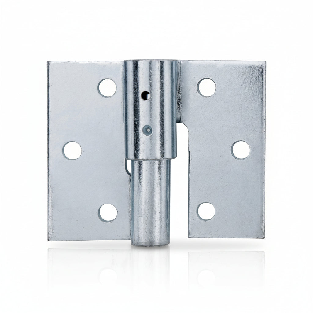Metallic hinge on a white background