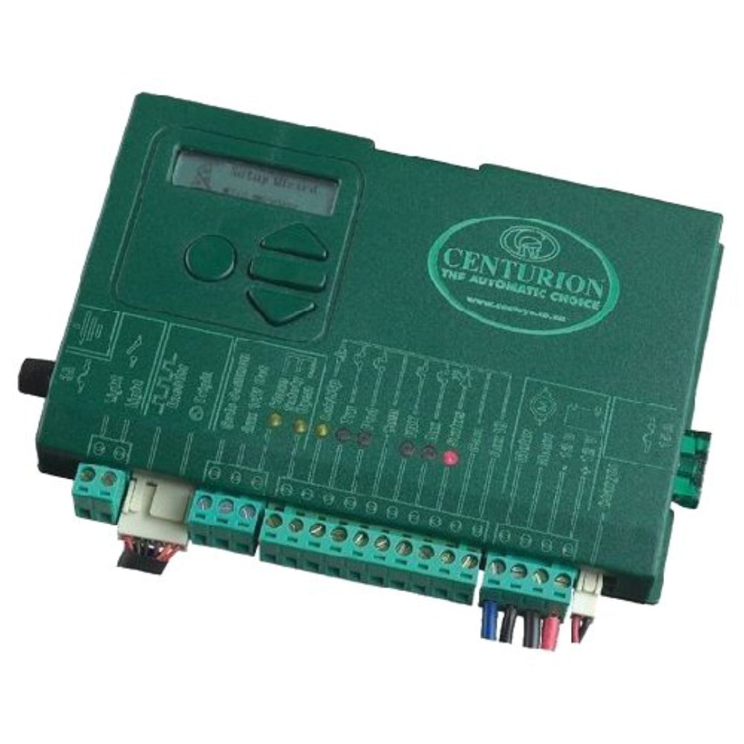Green electronic control panel with 'Centurion' branding on a white background
