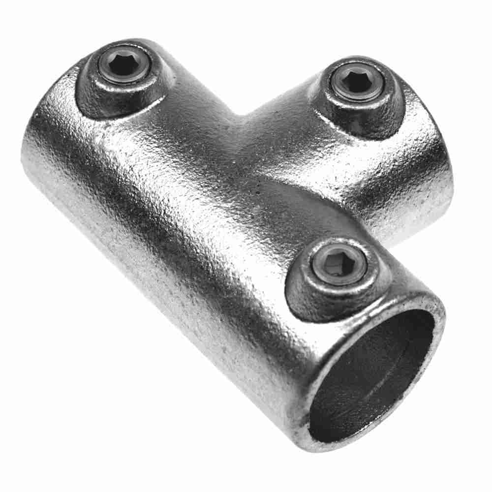 Metal pipe fitting on a white background