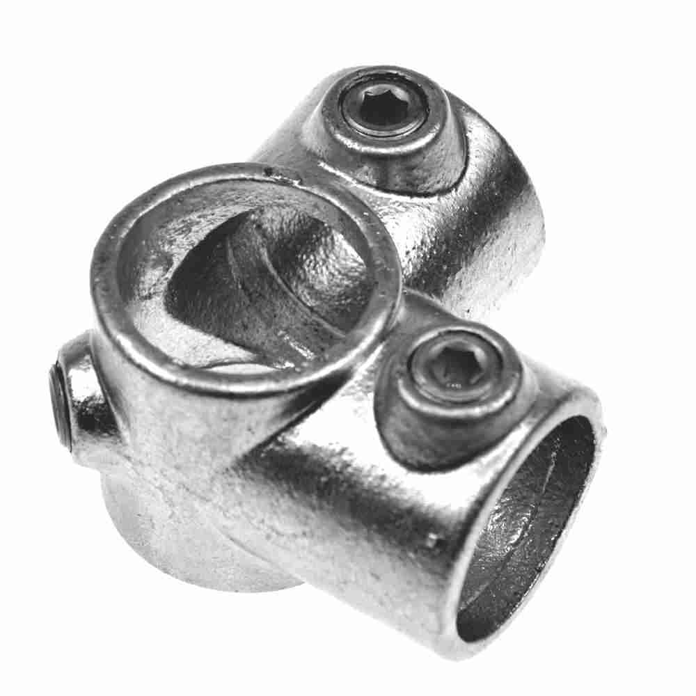 Metal pipe fitting on a white background