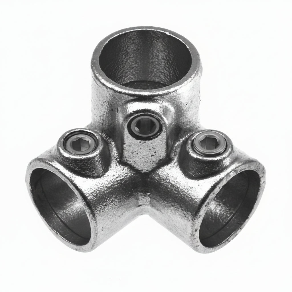 Metal pipe fitting on a white background