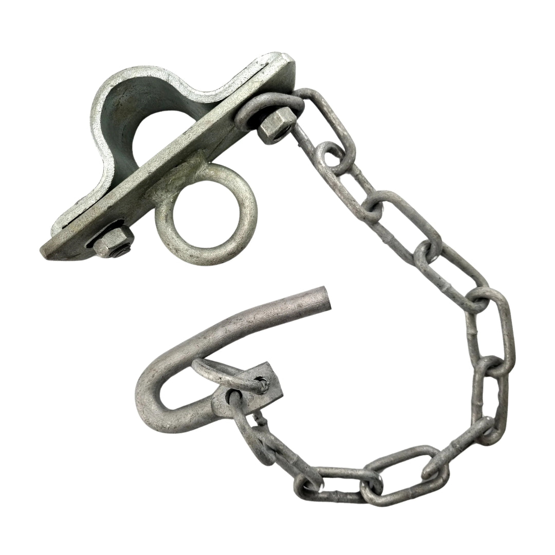 Metal chain with a clasp on a white background
