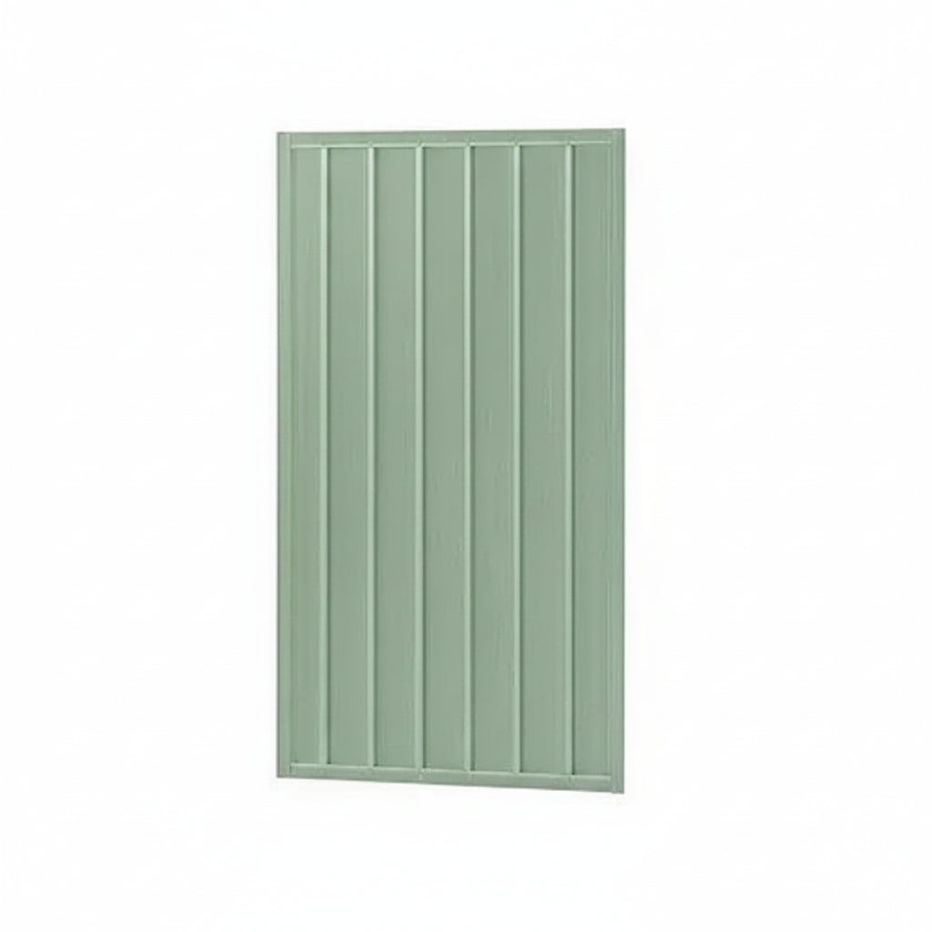 A rectangular panel of vertical slats in a muted sage green color, shown against a plain white background.
