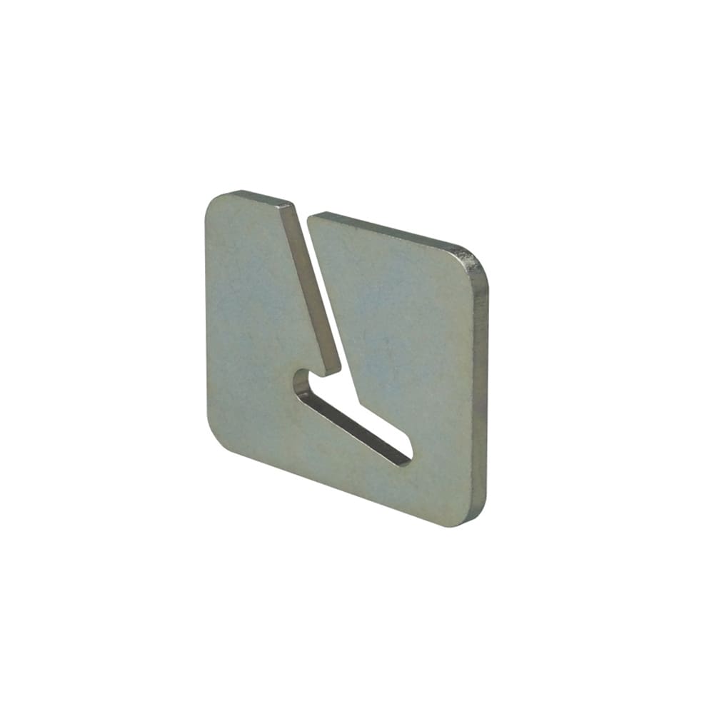 Metallic square-shaped object with cutout design on a white background