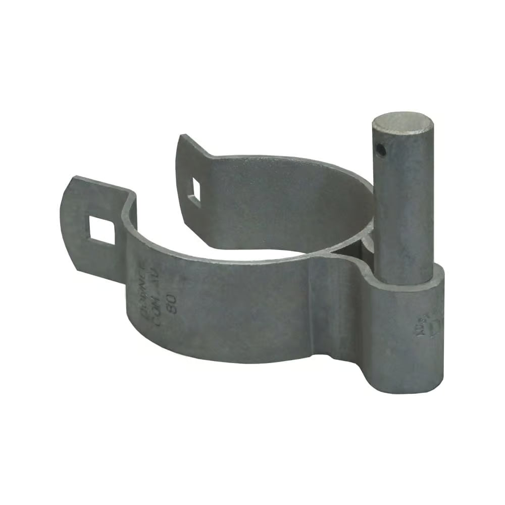 Metal hose clamp on a white background