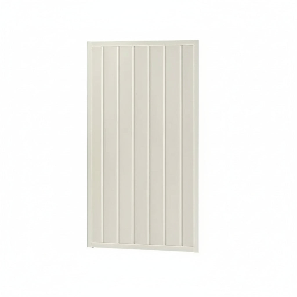 An off-white vertical slat panel, likely for a screen door or decorative trim, shown against a plain white background.
