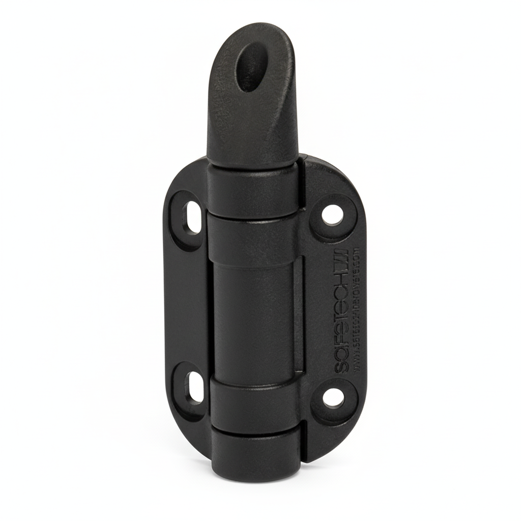 Black metal latch on a white background