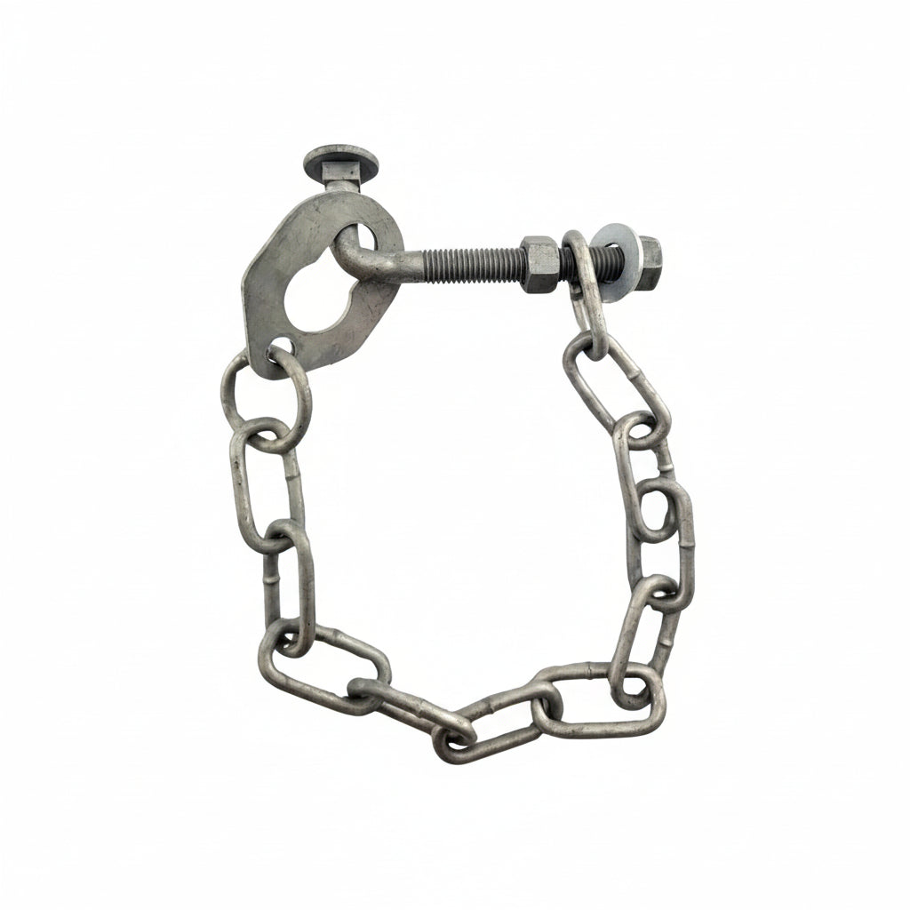 Metal chain with a clasp on a white background