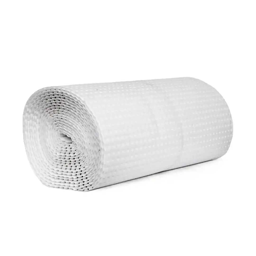 Roll of white bubble wrap on a white background