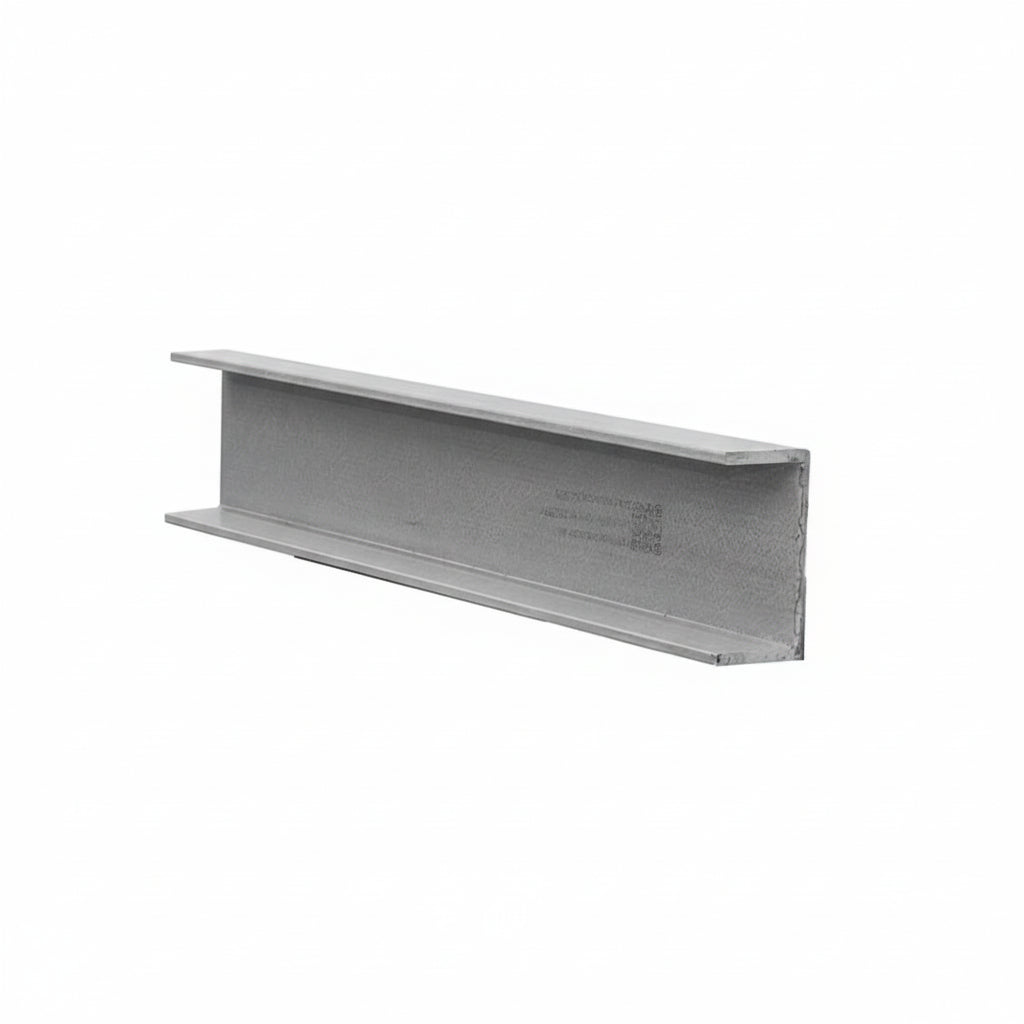 Metal structural beam on a white background