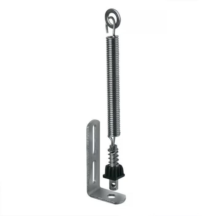 Metal spring mechanism with a bracket on a white background