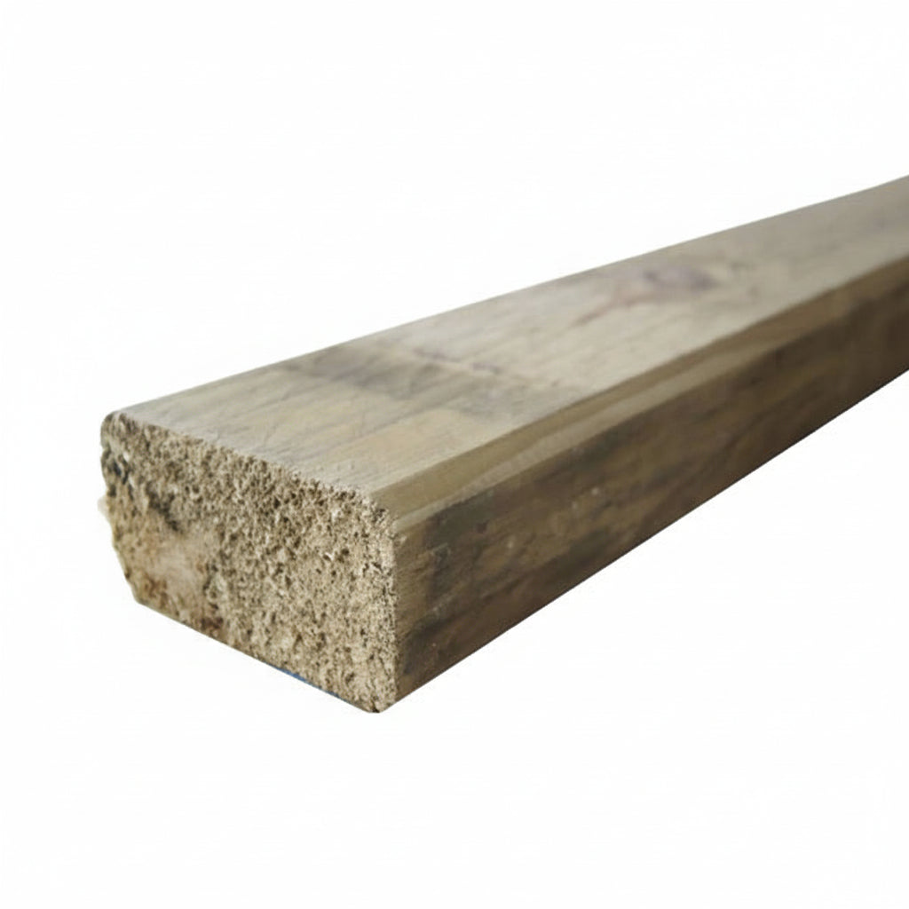 Wooden beam with a rough texture on a white background