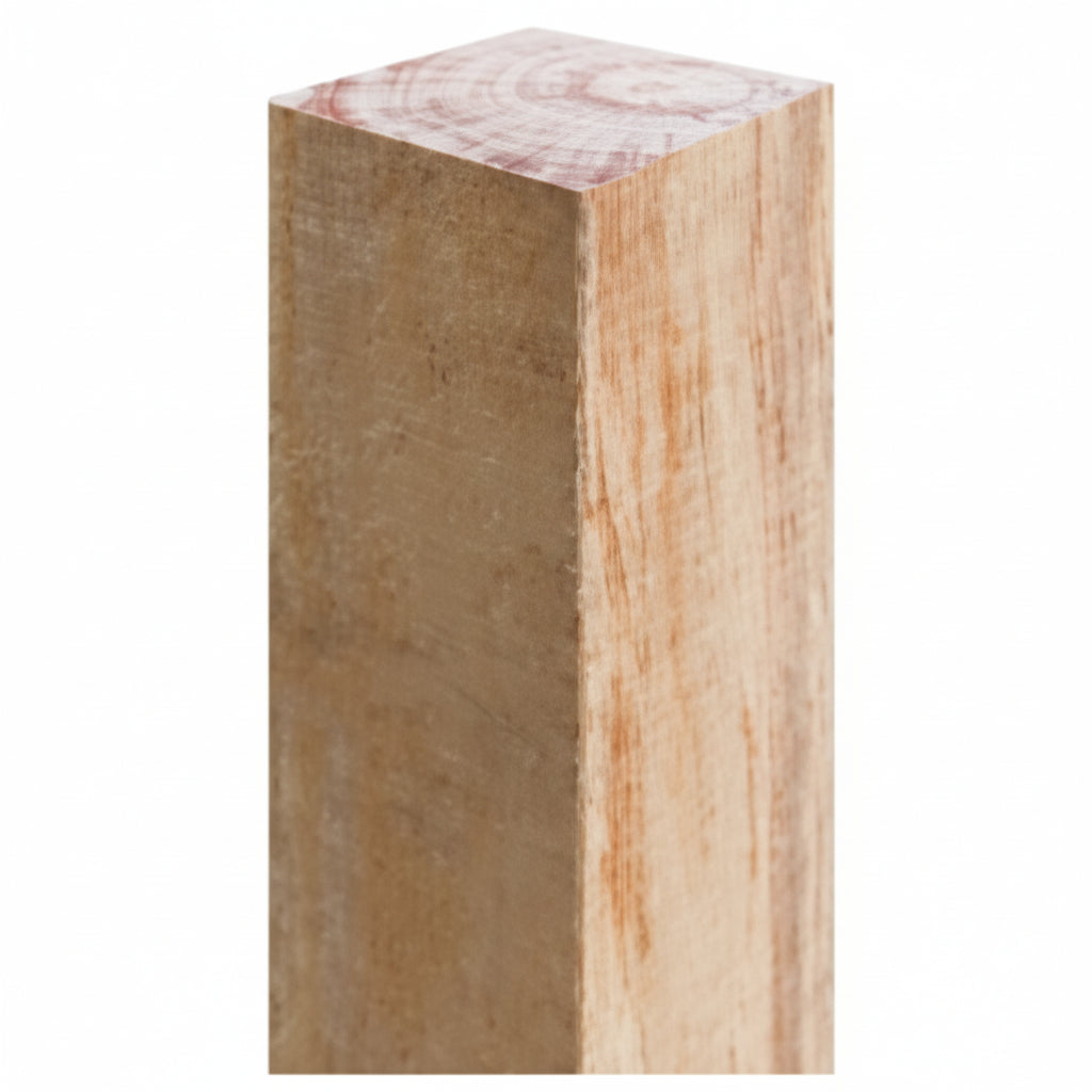 Wooden pedestal with a marbleized top on a white background