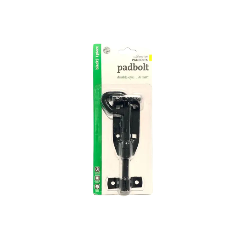 Trio Double Eye Padbolt Black 10 x150mm