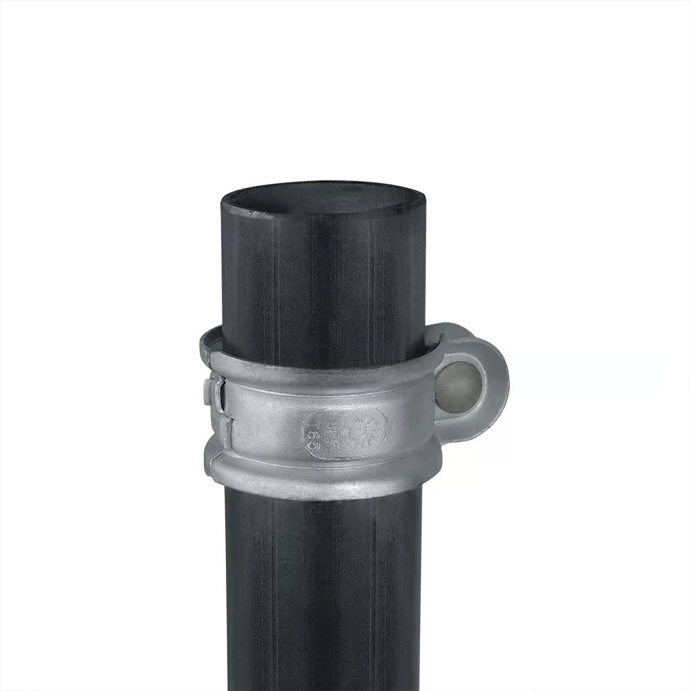 Black metal pipe fitting on a white background