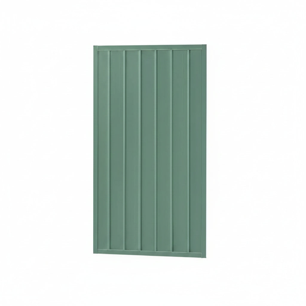 A rectangular green panel with vertical slats, shown against a plain white background.