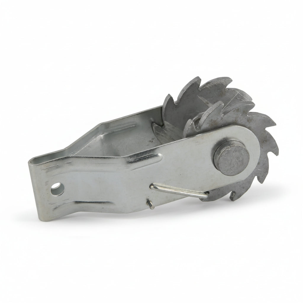 Metallic bow saw on a white background