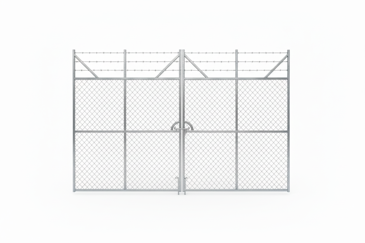 Double chainwire gates without outer posts