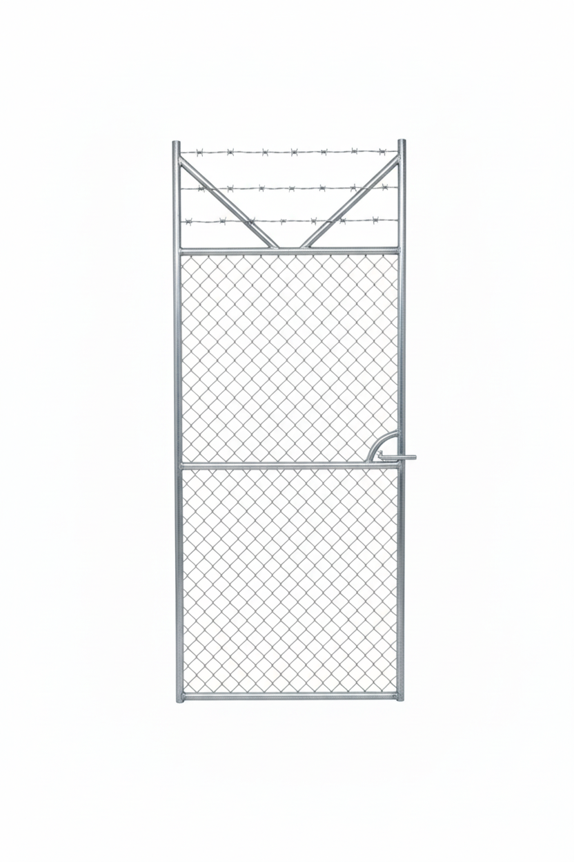 Galvanised steel chainwire security gate without mounting pole