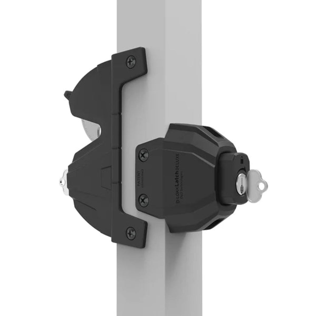 Black security lock mechanism on a white background